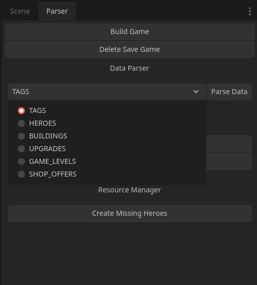 Parser panel